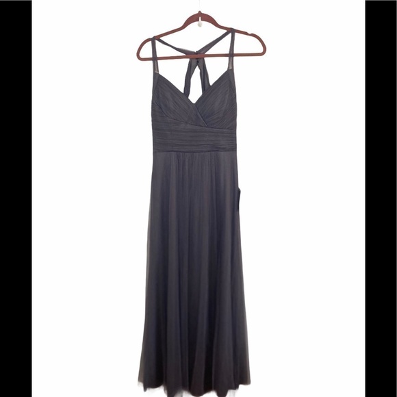 Bill levkoff Crisscross Strap Tulle A-Line Gown - Picture 4 of 8